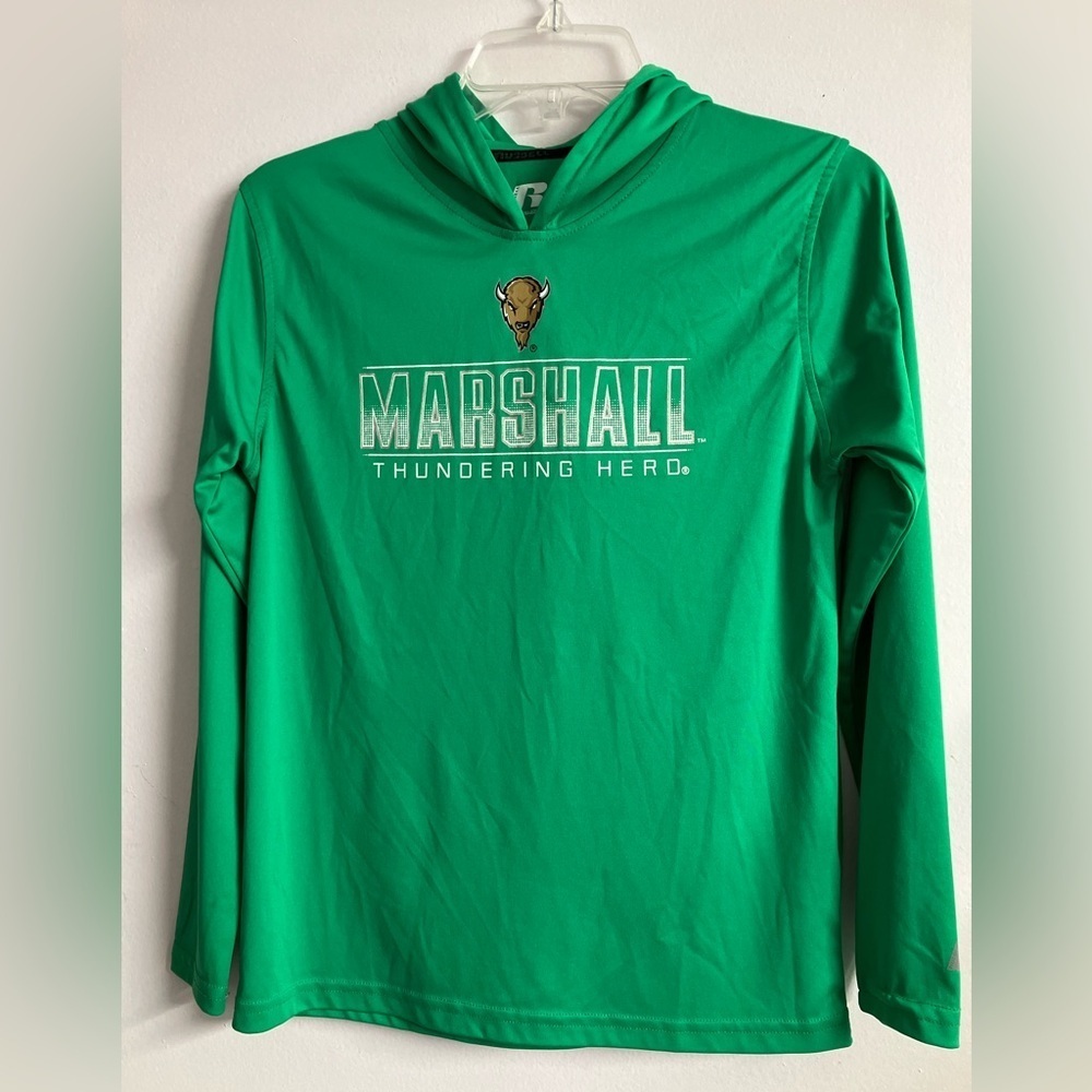 Marshall University “Thundering Herd” Kid’s Hoodie, Large (10-12), Green/White